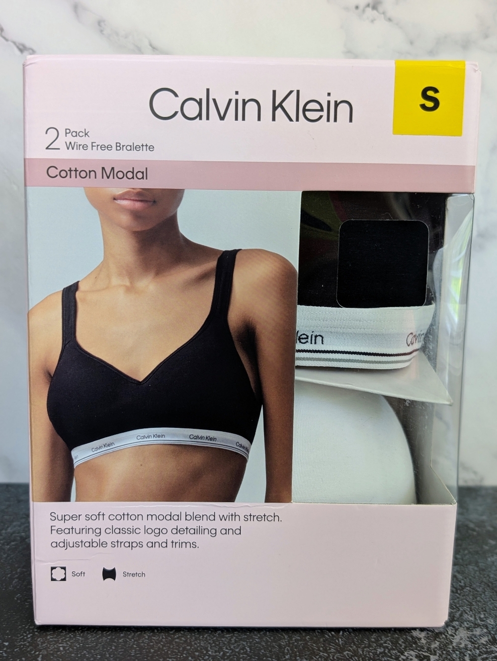 Calvin Klein Cotton Modal 2-Pack Wire Free Bralette - Black & White